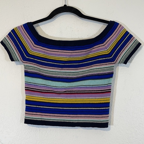 CHARLOTTE RUSSE Colorful Short Sleeve Crop Top Size XL - Picture 2 of 4